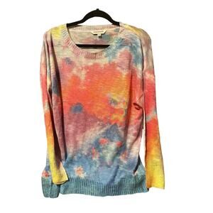 Davi & Dani Multi Color Tye Dye Knit Long Sleeve Sweater- L